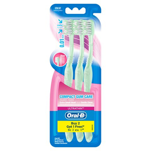 Oral B UltraThin Compact Gum Care 3 Toothbrushes 1X6X16