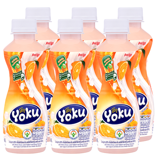 DeeDo Yoku Fruit Juice Orange Flavoured with Yoghurt and Nata De Coco 230ml 1x6