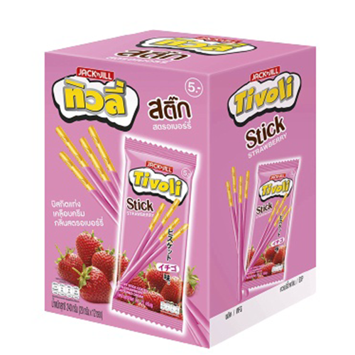 Jack&Jill Tivoli Stick Strawberry Coated 20g 1x12