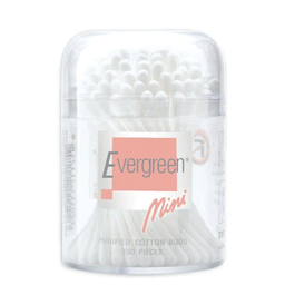 Evergreen cotton buds, mini, jar, 100 sticks / (Unit)